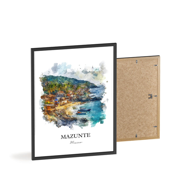 Mazunte Mexico Wall Art, Oaxaca Print, Mexico Watercolor Art, Mazunte Mexico Gift, Travel Print, Travel Poster, Housewarming Gift