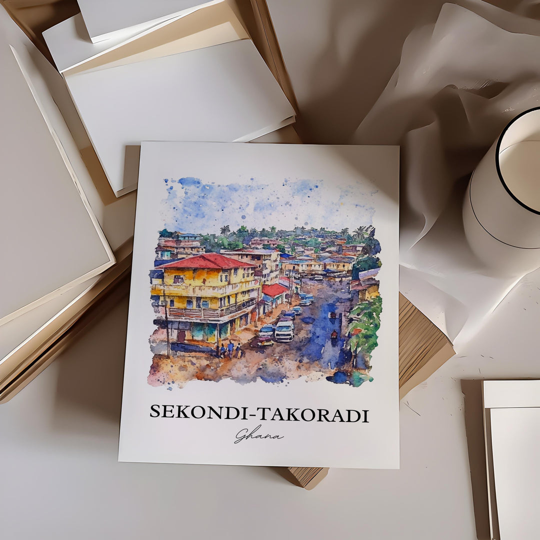 Sekondi-Takoradi, Ghana – Watercolor Art Print