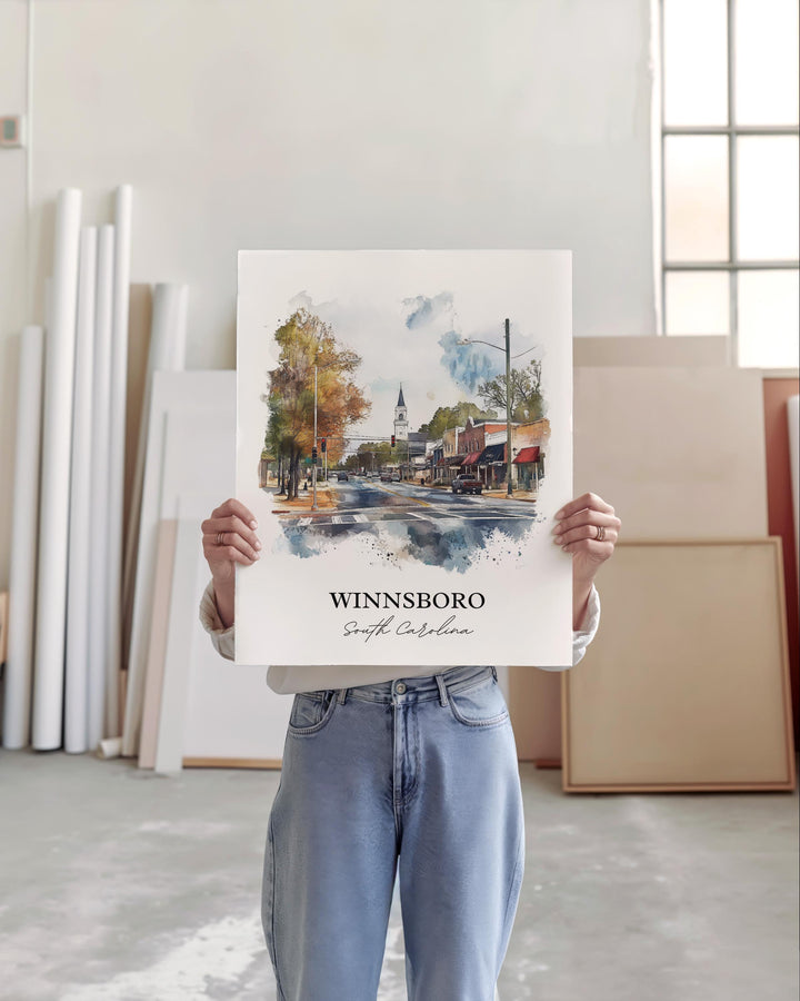 Winnsboro, South Carolina – Watercolor Art Print