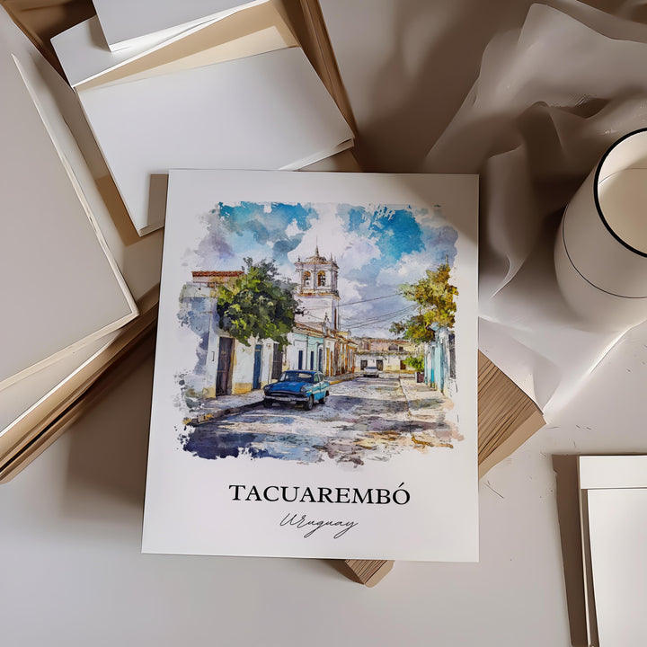 Tacuarembo Wall Art, Uruguay Travel Print, Uruguay Watercolor Art, Tacuarembo Gift, Travel Print, Travel Poster, Housewarming Gift
