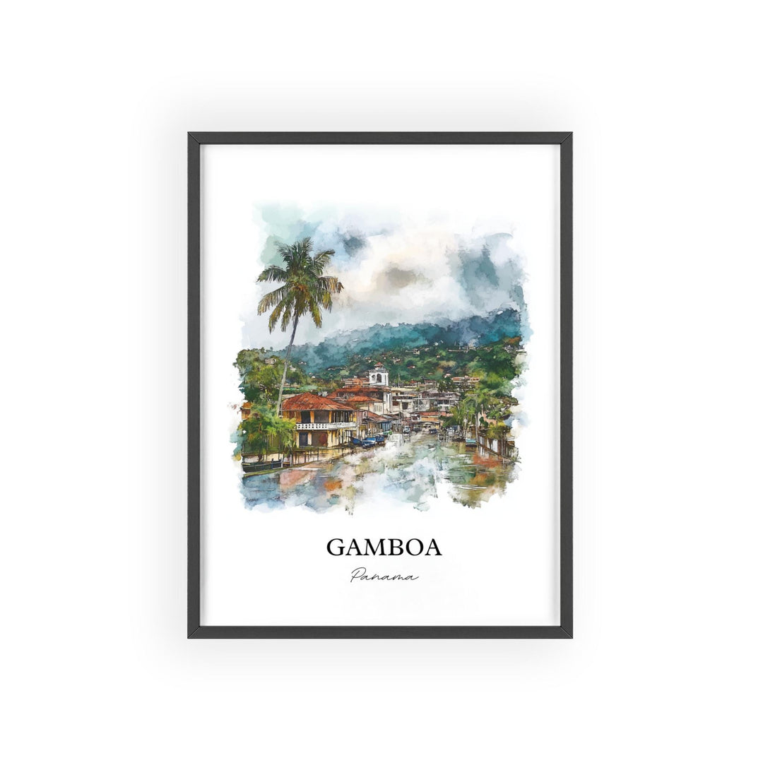 Gamboa Wall Art, Panama Print, Panama Watercolor Art, Gamboa Panama Gift, Travel Print, Travel Poster, Housewarming Gift