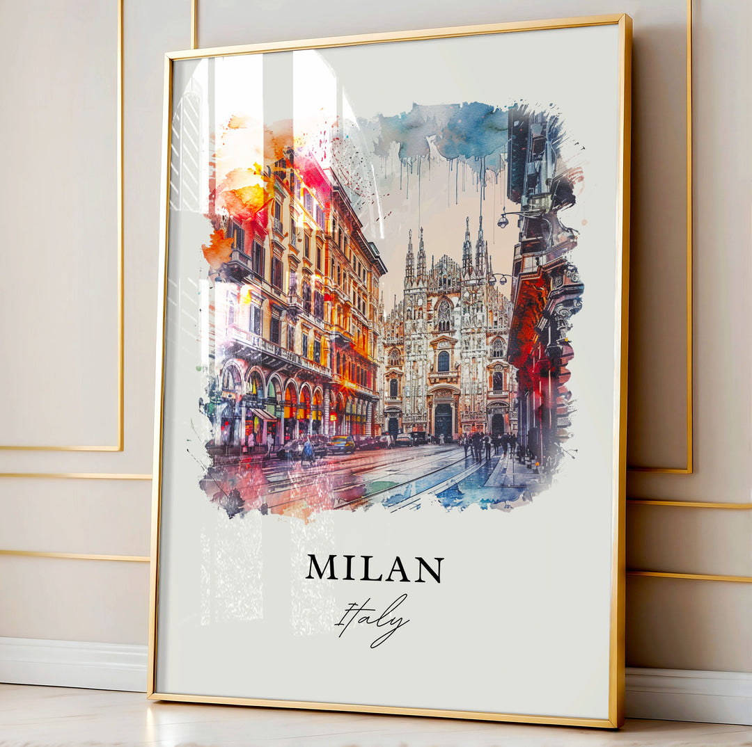 Milan Italy Wall Art, Milan Print, Milan IT Watercolor, Milan Italy Gift,