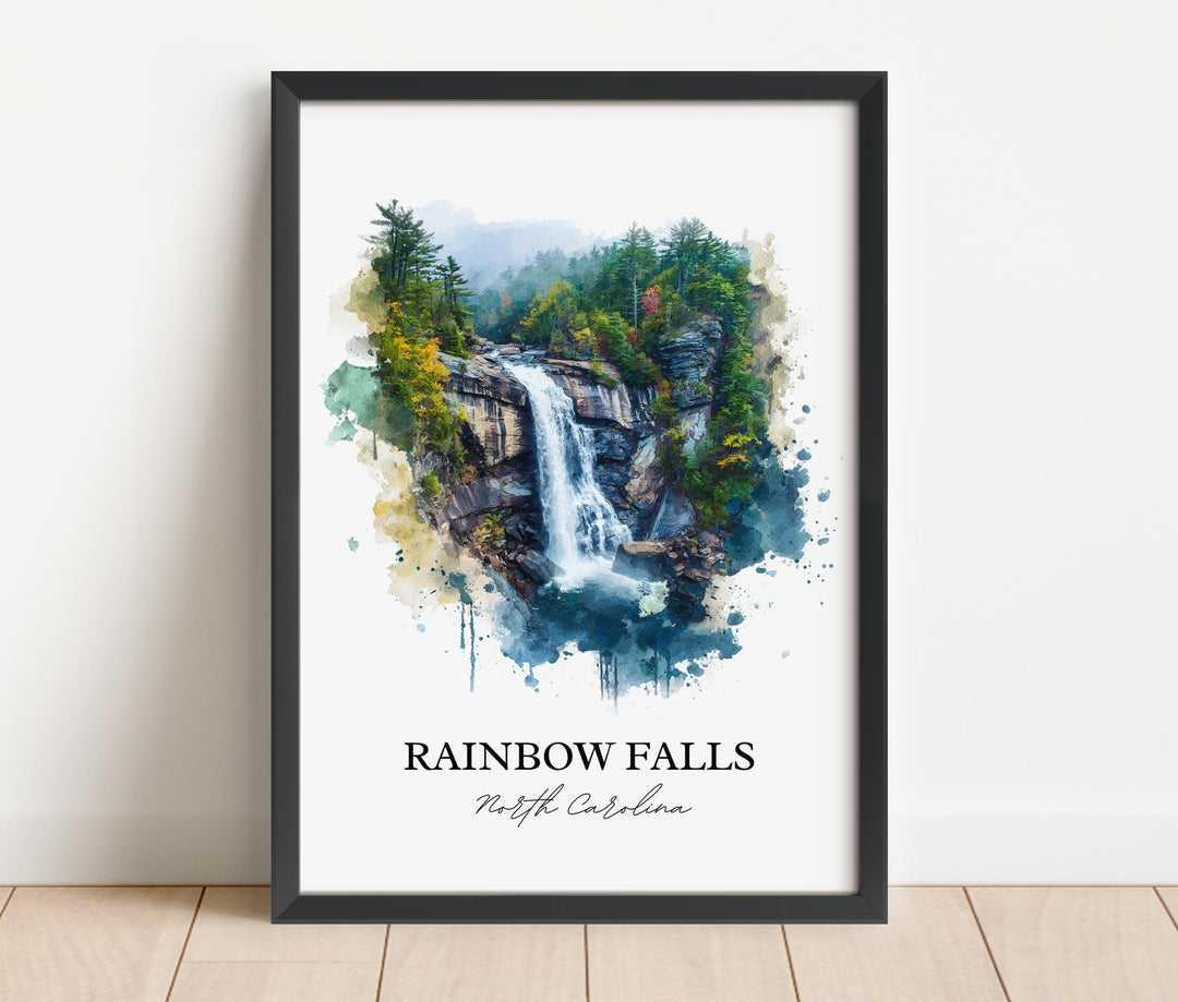 Rainbow Falls Wall Art, North Carolina Print, Rainbow Falls NC Artwork, Brevard Gift, Travel Print, Travel Poster, Housewarming Gift