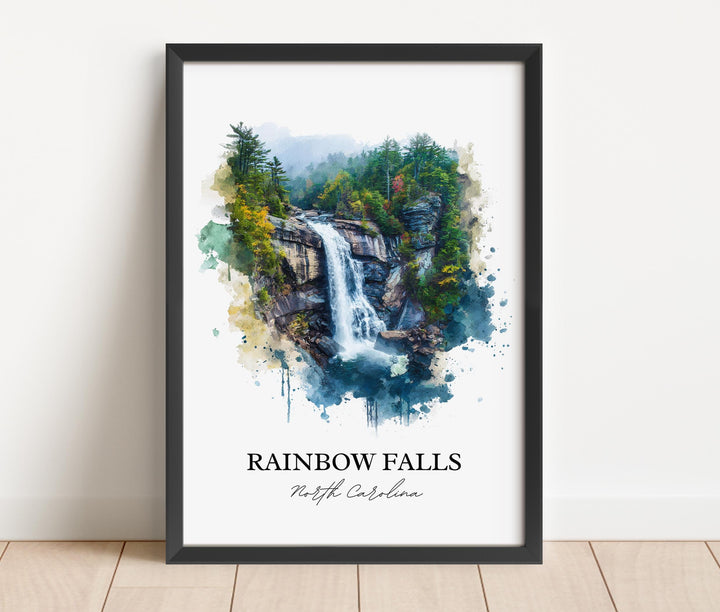 Rainbow Falls Wall Art, North Carolina Print, Rainbow Falls NC Artwork, Brevard Gift, Travel Print, Travel Poster, Housewarming Gift