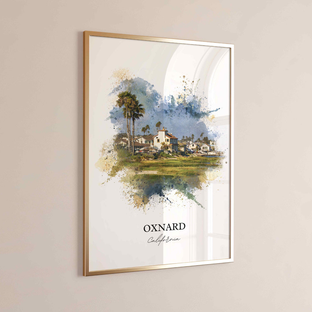 Oxnard CA Wall Art, Oxnard Print, Oxnard Watercolor Art, Oxnard California Gift, Travel Print, Travel Poster, Housewarming Gift