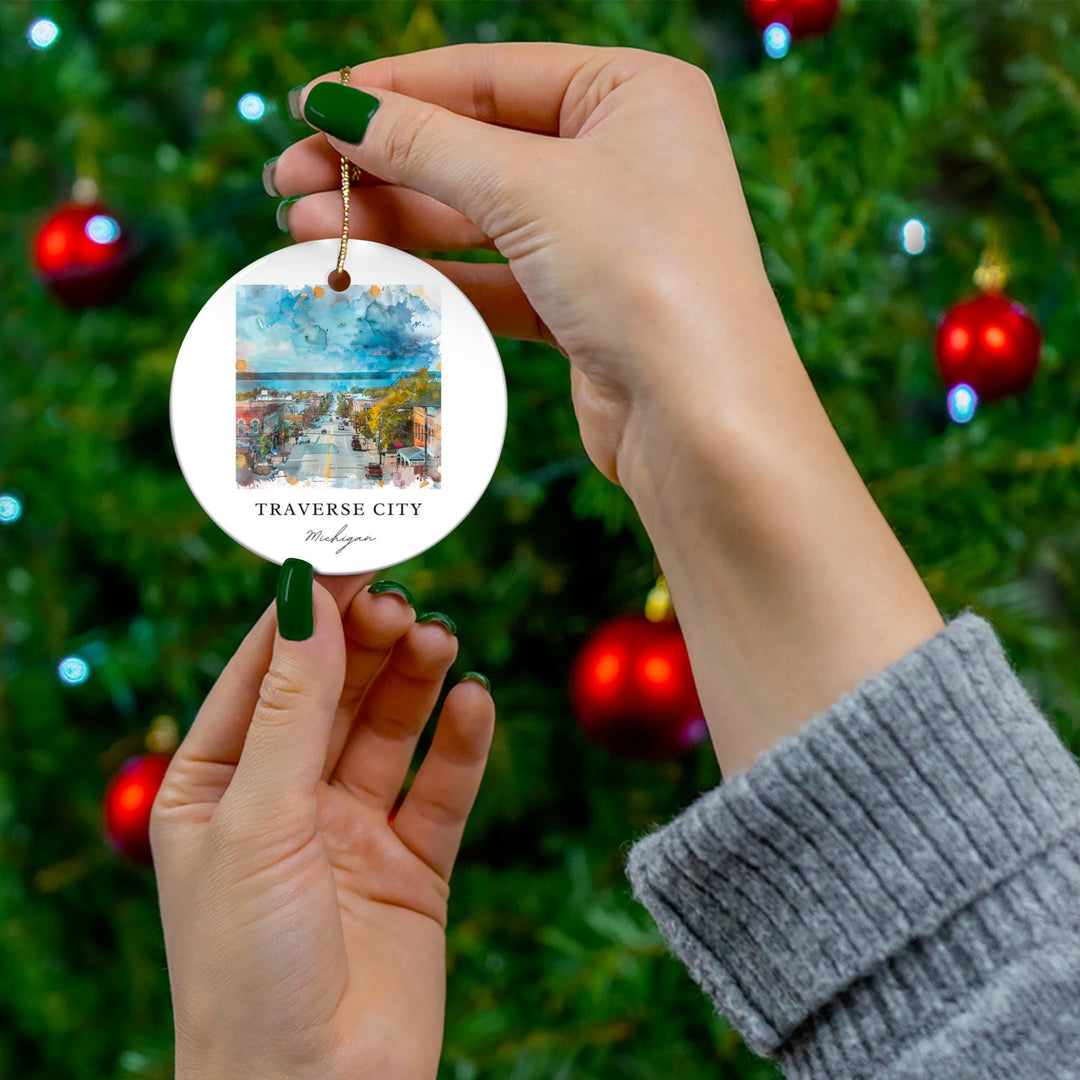 Traverse City MI Ornament: Unique Traverse City Souvenir, Traverse City Xmas Decor, and Authentic Traverse City Michigan Christmas Gift