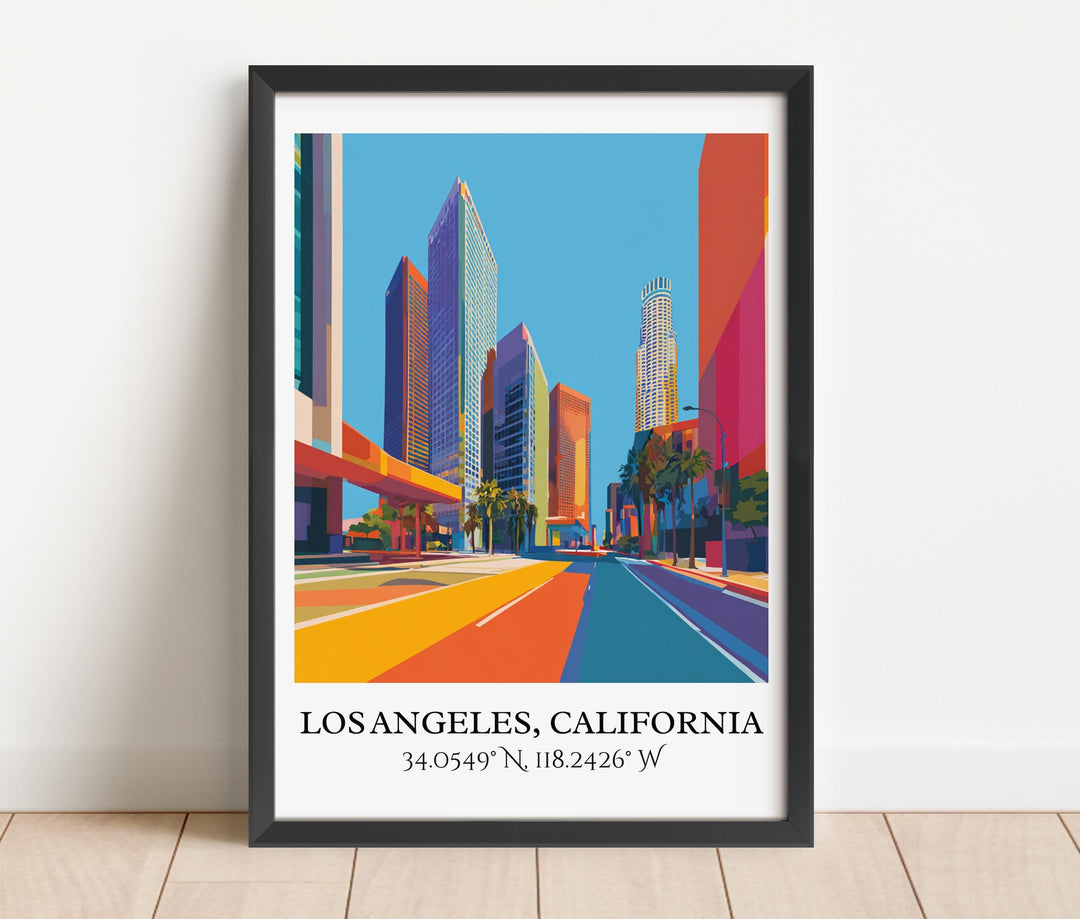Los Angeles Art, Los Angeles Retro Travel Art, LA Home Decor, California Gift, California Travel Art, Travel Prints, Housewarming Gift