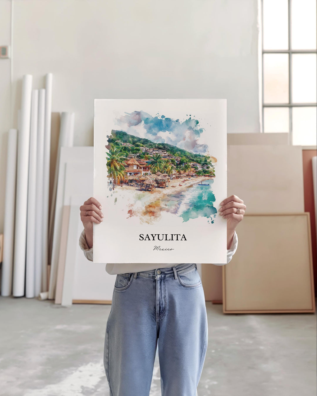 Sayulita Wall Art, Sayulita Mexico Print, Mexico Watercolor Art, Puerto Vallarta Gift, Travel Print, Travel Poster, Housewarming Gift