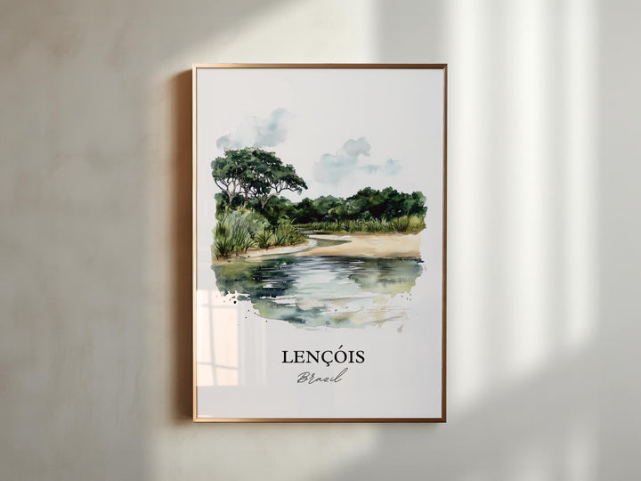 Lencóis Wall Art, Bahia Brazil Print, Brazil Watercolor Art, Lencóis Brazil Gift, Travel Print, Travel Poster, Housewarming Gift