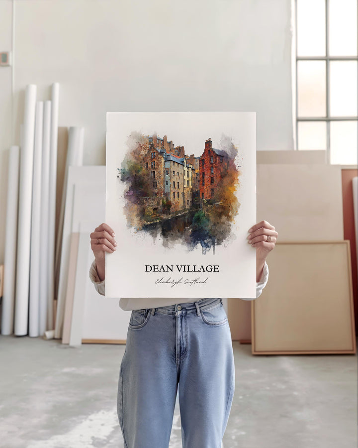 Dean Village, Edinburgh, Scotland – Watercolor Art Print
