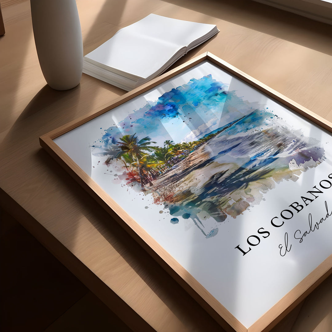 Los Cobanos Art, Los Cobanos Print, Sonsonate Watercolor, Los Cobanos El Salvador Gift,