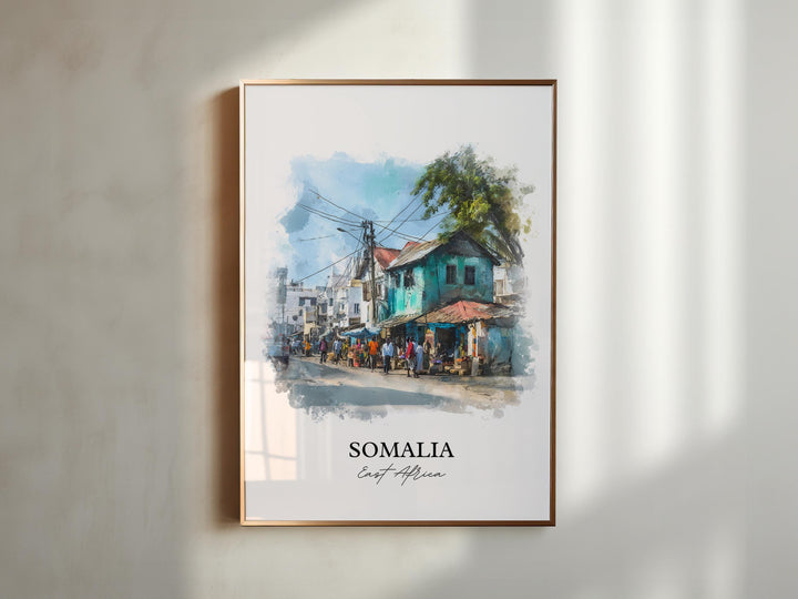 Somalia Wall Art, Somalia Print, Somalia Watercolor Art, Somalia Gift, Travel Print, Travel Poster, Housewarming Gift