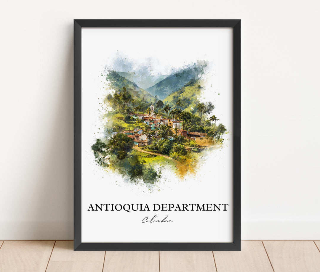 Antioquia Wall Art, Antioquia Colombia Print, Colombia Watercolor Art, Antioquia Dept Gift, Travel Print, Travel Poster, Housewarming Gift