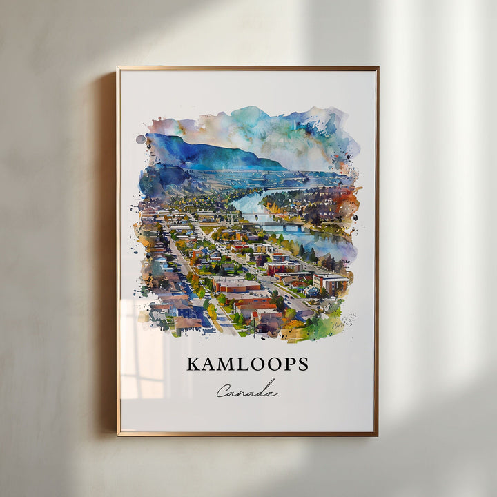 Kamloops BC Wall Art, Kamloops Print, Kamloops Watercolor, Kamloops Canada Gift,