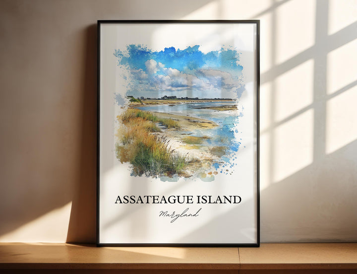 Assateague Island Wall Art, Delmarva Print, Maryland Watercolor Art, Assateague Island Gift, Travel Print, Travel Poster, Housewarming Gift