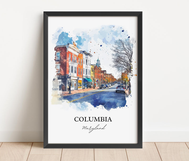 Columbia MD Wall Art, Howard County Print, Maryland Watercolor Art, Columbia Maryland Gift, Travel Print, Travel Poster, Housewarming Gift