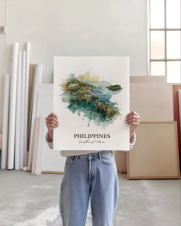 Philippines Wall Art, Philippines Print, Philippines Watercolor Art, Philippines Gift, Travel Print, Travel Poster, Housewarming Gift