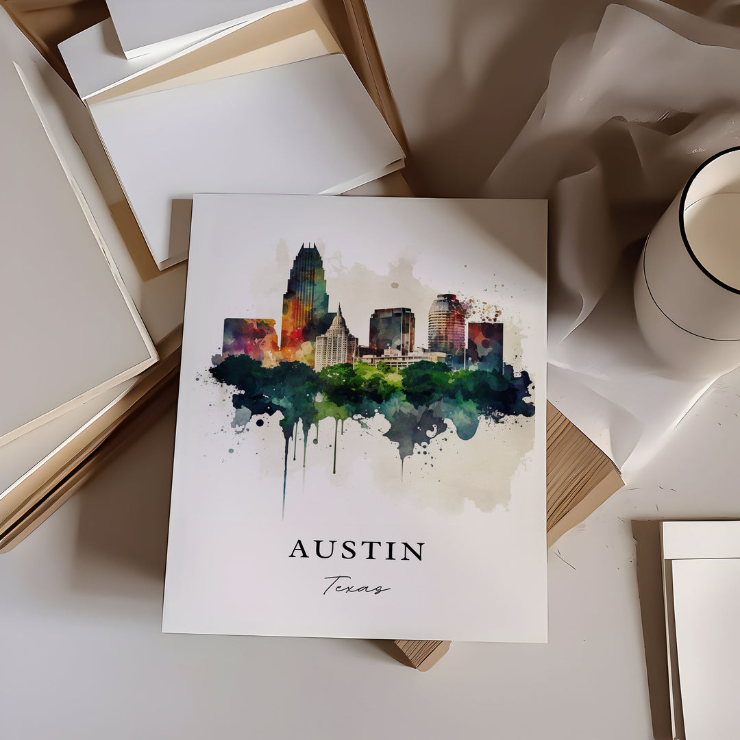 Austin Skyline Wall Art - Texas Print