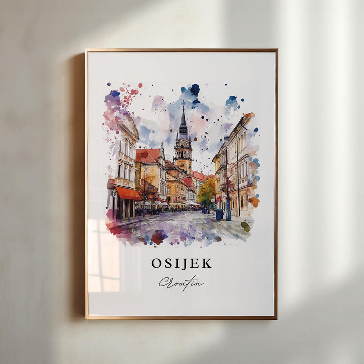 Osijek Croatia Wall Art, Osijek Print, Osijek Watercolor Art, Osijek Croatia Gift,