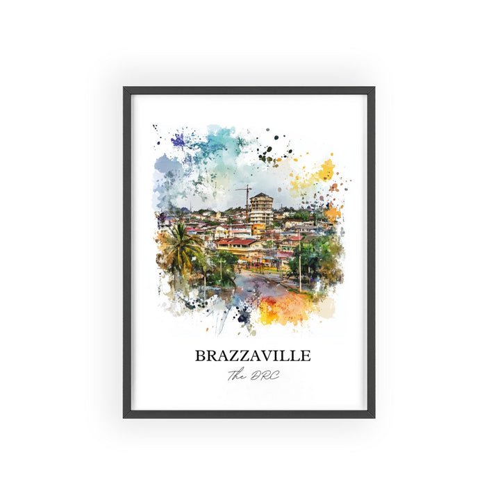 Brazzaville Wall Art, Brazzaville Print, DRC Watercolor Art, Brazzaville DRC Gift, Travel Print, Travel Poster, Housewarming Gift
