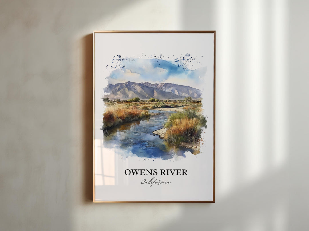 Owens River CA Wall Art, Owens Valley Print, California Watercolor Art, Owens River CA Gift, Travel Print, Travel Poster, Housewarming Gift