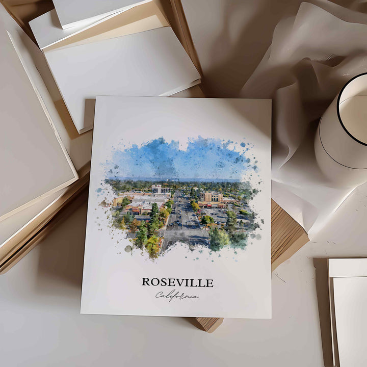 Roseville, California – Watercolor Art Print