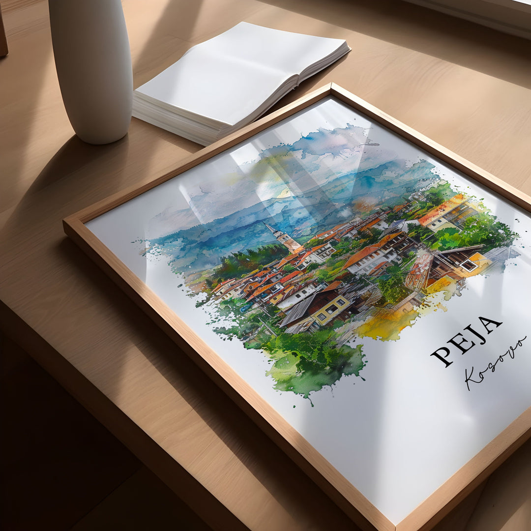 Peja Kosovo Wall Art, Peja Print, Peja Watercolor, Rugova Kosovo Gift,