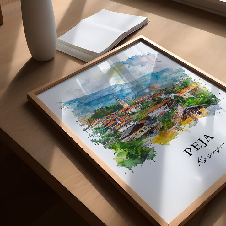 Peja Kosovo Wall Art, Peja Print, Peja Watercolor, Rugova Kosovo Gift,