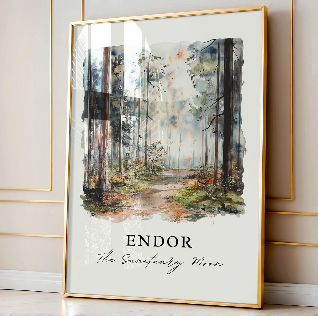 Retro Star Wars Poster, Endor, Tatooine, Hoth, Bespin Prints, Original Trilogy Art from A New Hope & Empire Strikes Back, Endor Wall Art