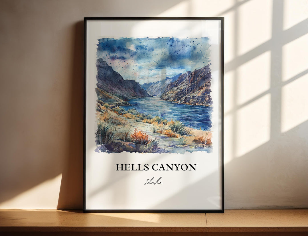 Hells Canyon Wall Art, Wallowa County OR Print, Idaho Watercolor Art, Hells Canyon Gift, Travel Print, Travel Poster, Housewarming Gift