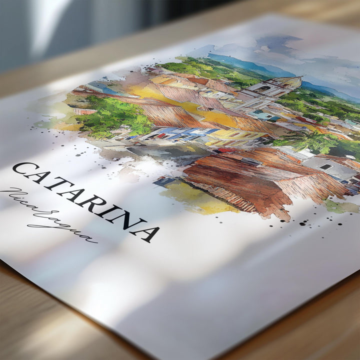 Catarina Wall Art, Masaya Dept Print, Nicaragua Watercolor Art, Catarina Gift, Travel Print, Travel Poster, Housewarming Gift