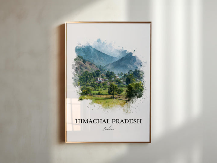 Himachal Pradesh Wall Art, India Print, India Watercolor Art, Himachal Pradesh Gift, India Travel Print, Travel Poster, Housewarming Gift