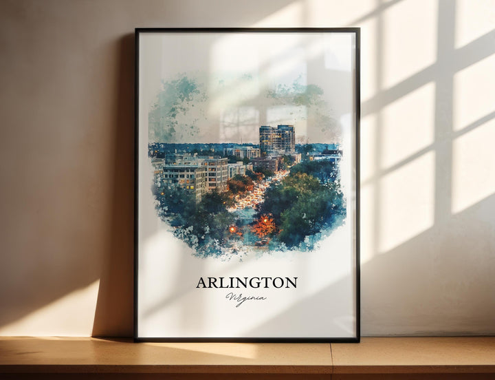 Arlington VA Wall Art, Arlington VA Print, Washington DC Watercolor, Arlington Virginia Gift, Travel Print, Travel Poster, Housewarming Gift