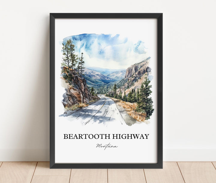 Beartooth Highway Wall Art, Montana Print, Montana Watercolor Art, Beartooth Highway Gift, Travel Print, Travel Poster, Housewarming Gift