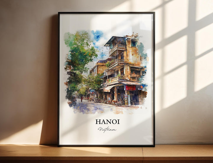Hanoi Vietnam Wall Art, Hanoi Print, Vietnam Watercolor Art, Hanoi Vietnam Gift, Travel Print, Travel Poster, Housewarming Gift