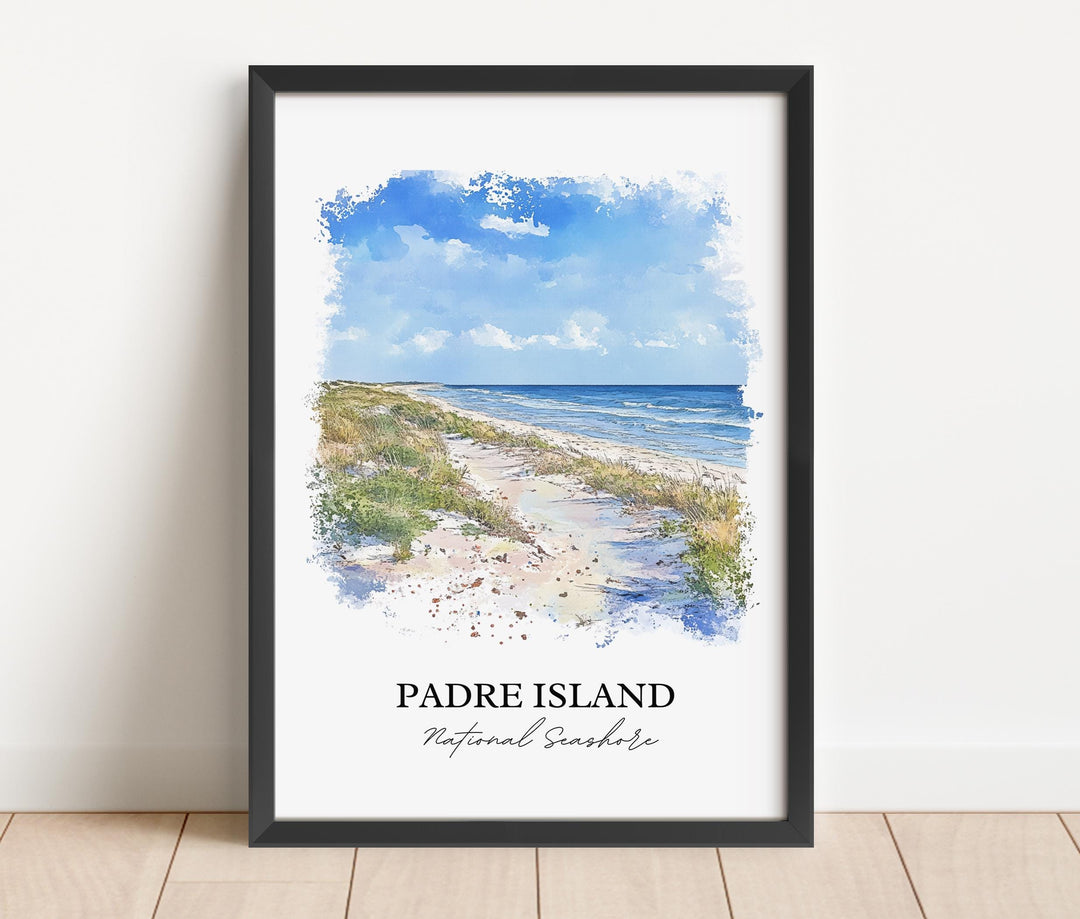 Padre Island TX Wall Art, Brownsville Texas Print, Texas Watercolor Art, Padre Island Gift, Travel Print, Travel Poster, Housewarming Gift