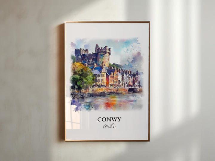 Conwy Wales Art, North Wales Print, Wales Watercolor Art, Conwy Wales Gift, Travel Print, Travel Poster, Housewarming Gift