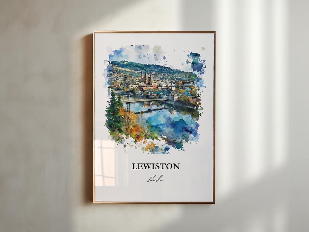 Lewiston Idaho Wall Art, Lewiston ID Print, Idaho Watercolor Art, Nez Perce County Gift, Travel Print, Travel Poster, Housewarming Gift
