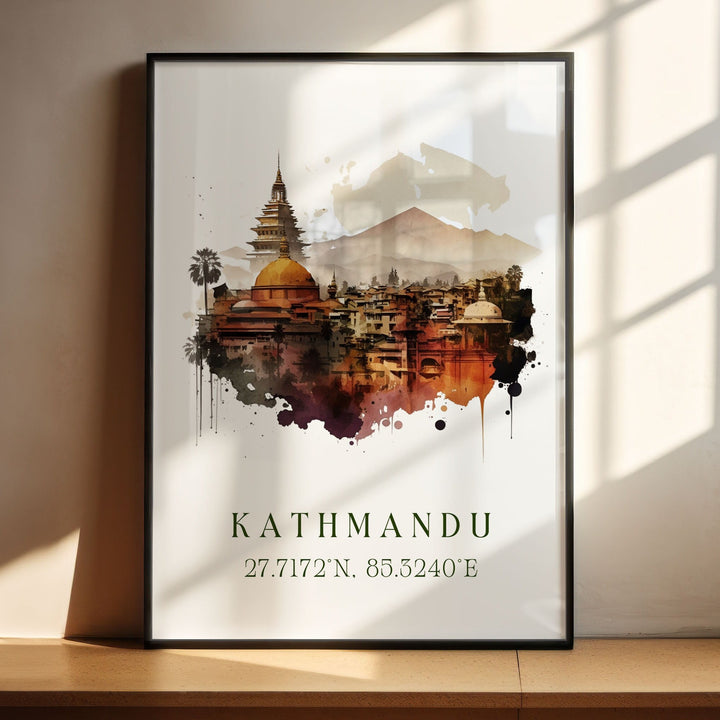 Kathmandu Nepal wall art - Nepal, Kathmandu poster, Kathmandu Wedding gift, Birthday present, Custom Text, Personalised Gift