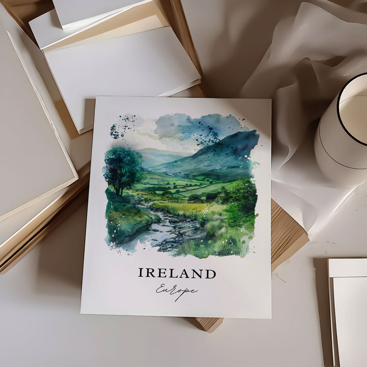 Ireland Scenery Wall Art, Ireland Landscape, Ireland Watercolor, Ireland Country Gift,