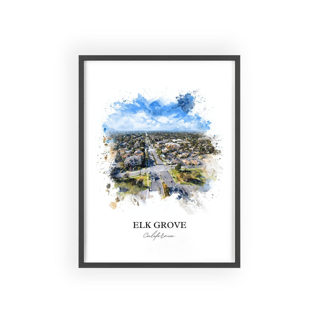 Elk Grove CA Wall Art, Elk Grove Print, California Watercolor Art, Elk Grove Gift, Travel Print, Travel Poster, Housewarming Gift