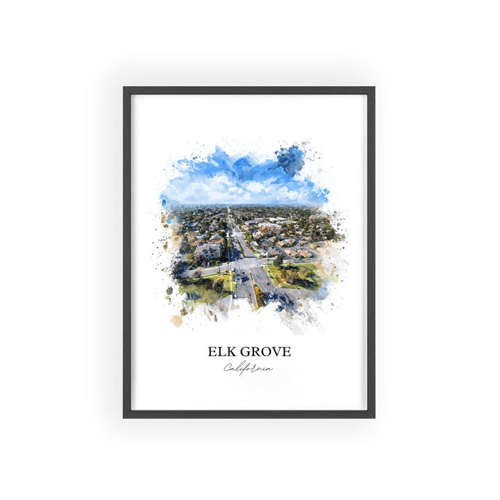 Elk Grove CA Wall Art, Elk Grove Print, California Watercolor Art, Elk Grove Gift, Travel Print, Travel Poster, Housewarming Gift