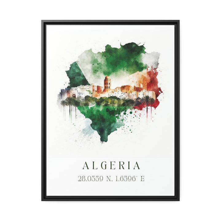 Algeria Wall Art - Algeria Coordinates Print