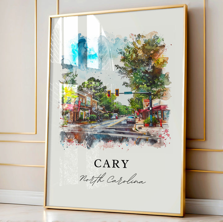 Cary, North Carolina, USA – Watercolor Art Print