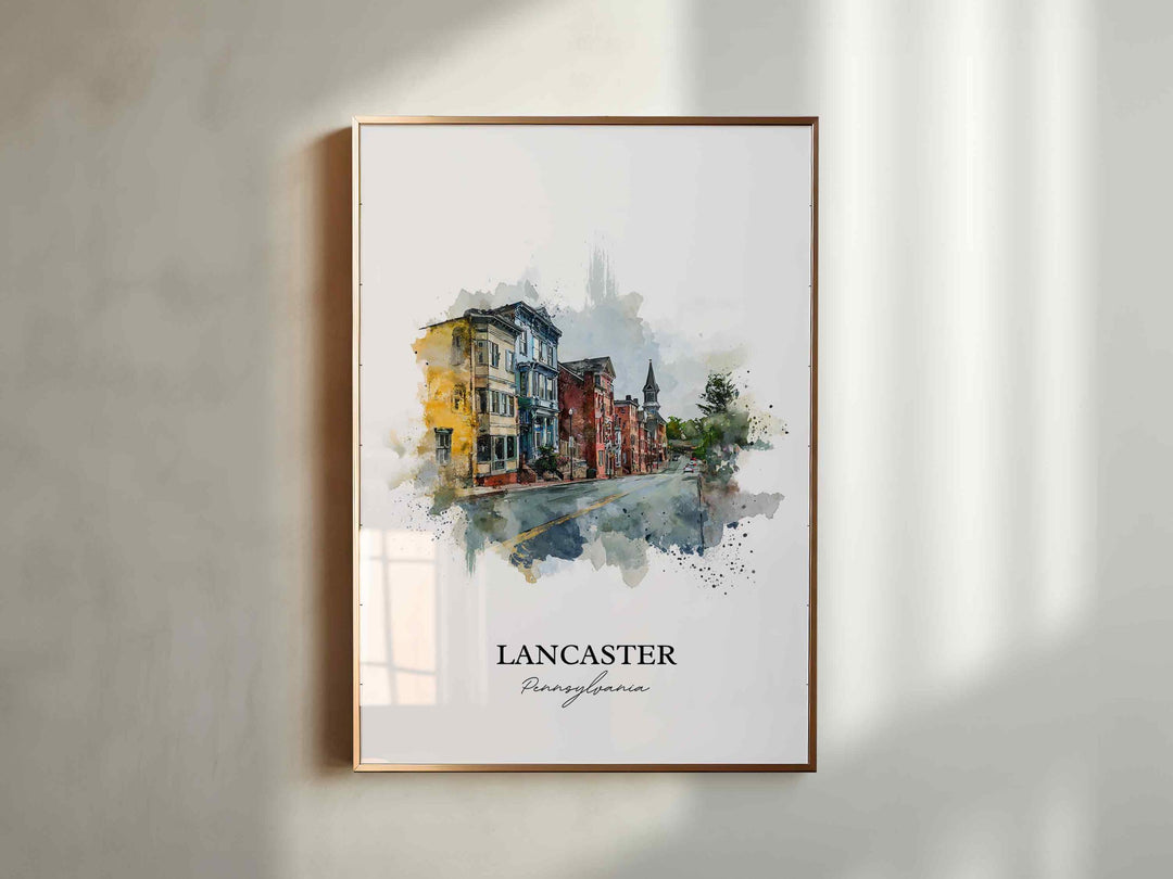Lancaster PA Wall Art, Lancaster Print, Pennsylvania Watercolor Art, Lancaster County Gift, Travel Print, Travel Poster, Housewarming Gift