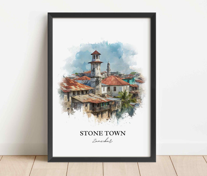 Stone Town, Zanzibar – Watercolor Art Print