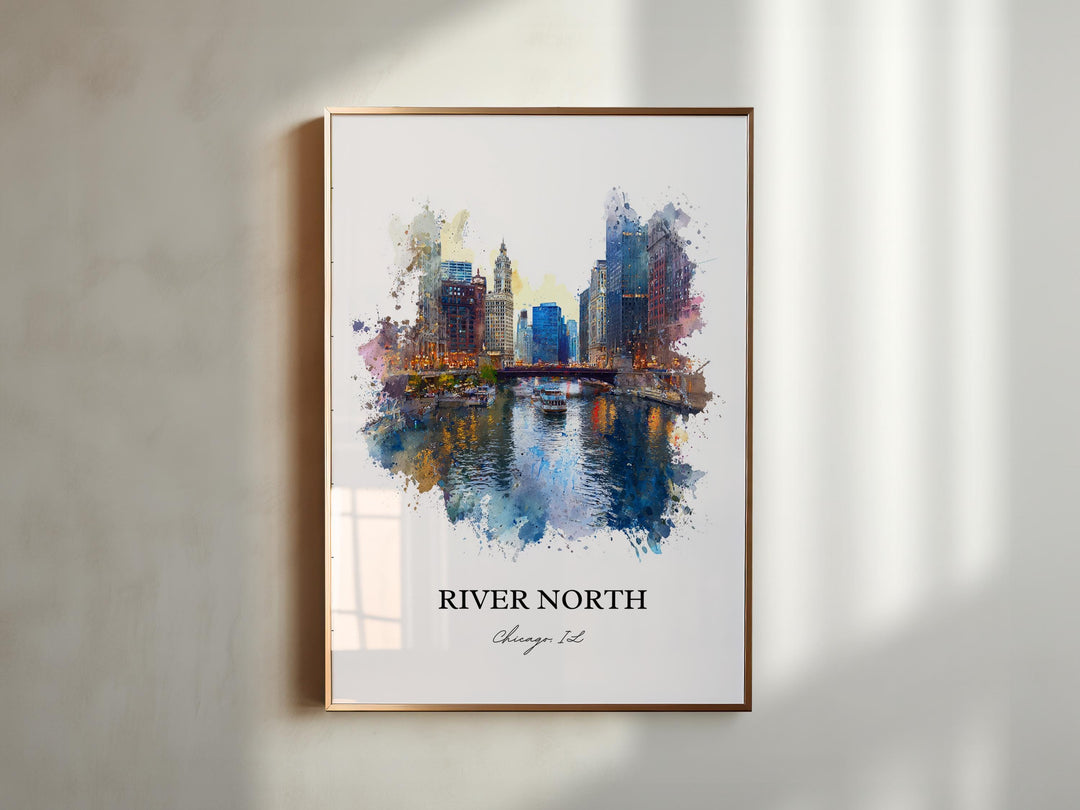River North, Illinois – Watercolor Art Print