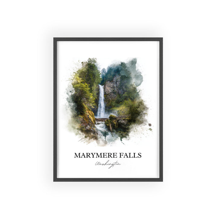 Marymere Falls Art, Lake Crescent Print, Olympic National Park Artwork, Marymere Falls Gift, Travel Print, Travel Poster, Housewarming Gift
