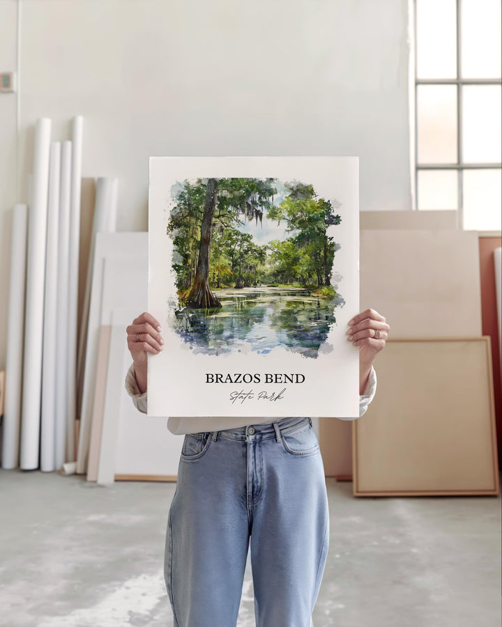 Brazos Bend State Park Art, Fort Bend County TX Print, Texas Artwork, Brazos Bend Gift, Travel Print, Travel Poster, Housewarming Gift