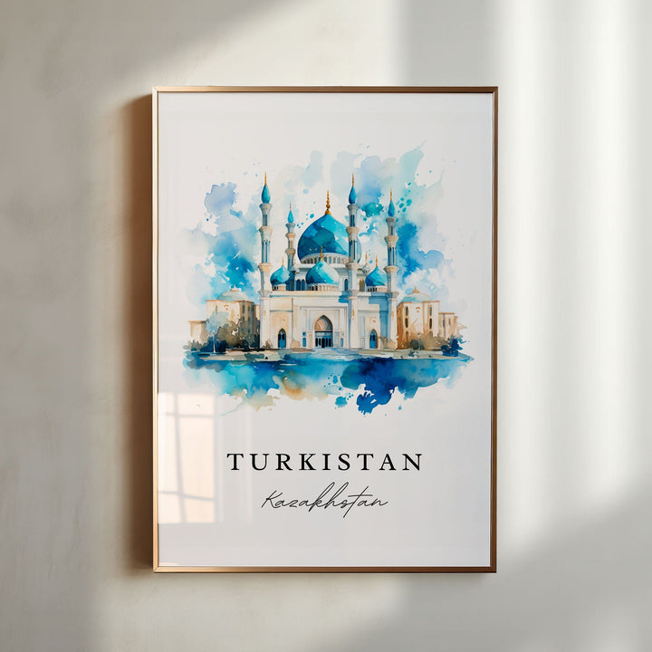 Turkistan wall art - Kazakhstan, Turkistan print, Turkistan Wedding gift, Turkistan Birthday present, Custom Text, Perfect Gift